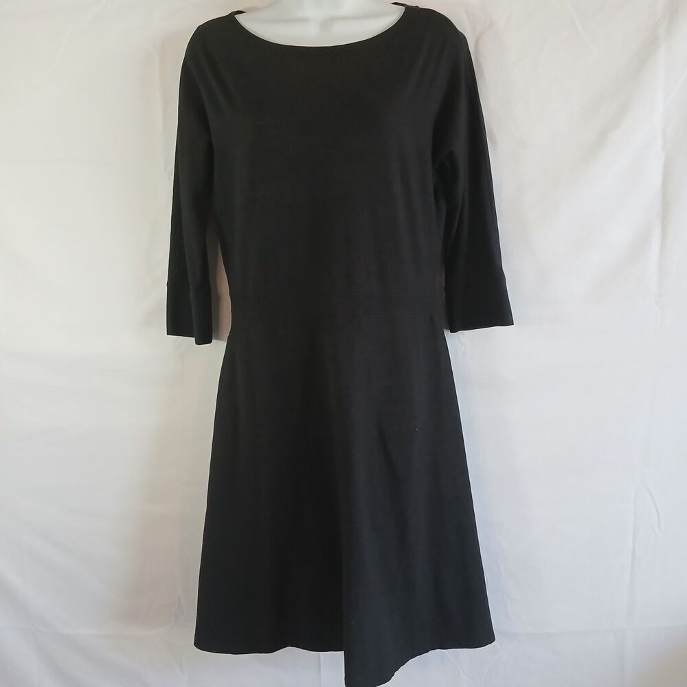 Toad And Co Black Dress 3/4 Sleeves‎ Fit And Flare Sz S Casual Work Wear Travel